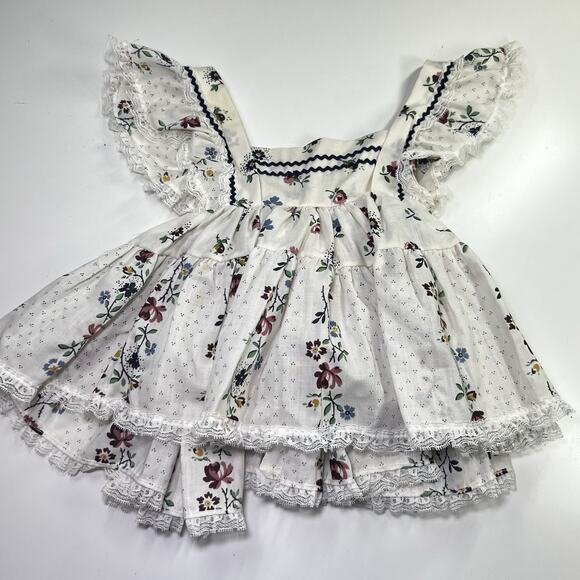 Vtg Mini World Inc. Pink Dress frilly lace floral Bow Ruffles sz 2t Full Circle - Picture 6 of 7